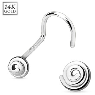 Piercing nez courb en or blanc 14 carats avec spirale