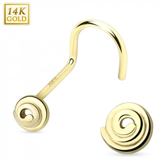 Piercing nez courb en or jaune 14 carats avec spirale