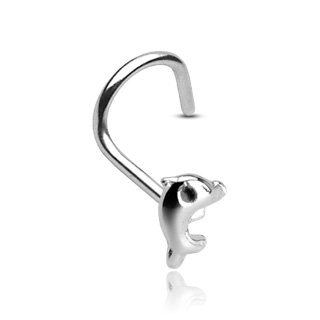 Piercing nez crochet dauphin d'argent