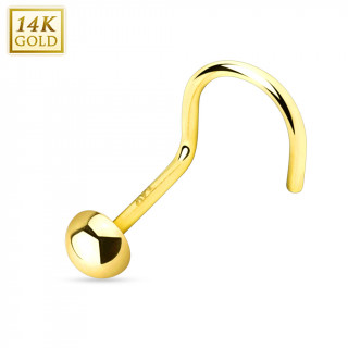 Piercing nez crochet en or jaune 14 carats avec dome