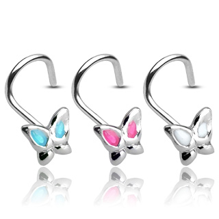 Piercing nez crochet papillon d'argent