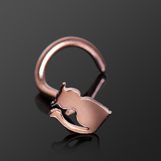 Piercing nez cuivré à embout chat et tige courbée