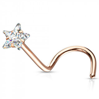 Piercing nez cuivré tige "U" en acier à étoile zirconium