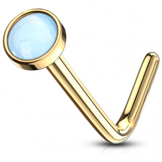 Piercing nez doré tige L à embout serti epoxy