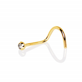 Piercing nez dor  tige "U" et strass clair