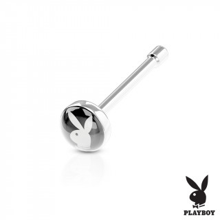 Piercing nez droit  embout Playboy noir