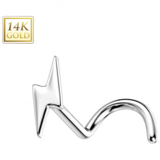 Piercing nez Eclair d'or blanc 14 carats (tige tire-bouchon)