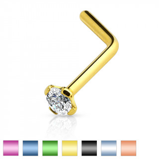 Piercing nez en "L" en acier plaqu IP avec strass