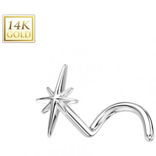 Piercing nez Etoile d'or blanc 14 carats (tige tire-bouchon)