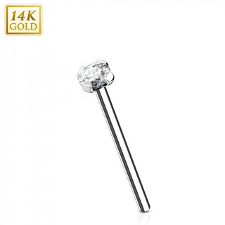 Piercing nez fishtail en or blanc 14 carats serti zirconium