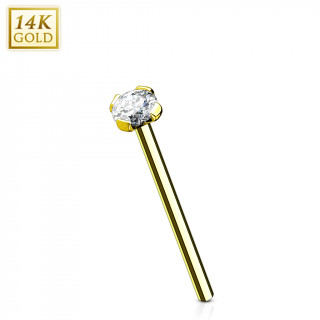 Piercing nez fishtail en or jaune 14 carats serti zirconium