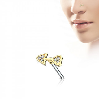 Piercing nez  flche dore pave de strass