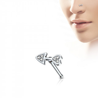 Piercing nez  flche pave de strass