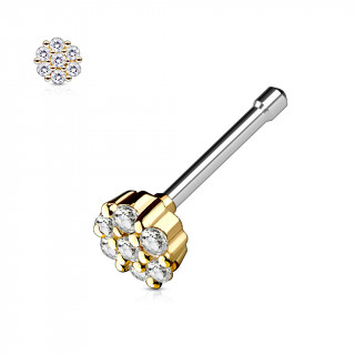 Piercing nez fleur de strass dorée