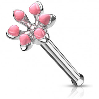 Piercing nez fleur emaille - Rose