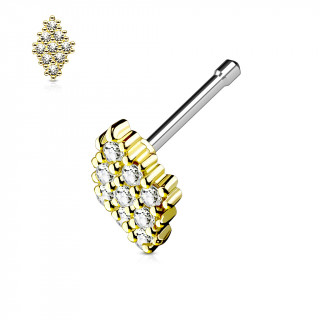 Piercing nez losange de strass dor