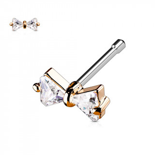 Piercing nez noeud papillon cuivr  strass