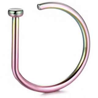 Piercing nez nostril anneau arc-en-ciel � jonc droit en Titane ASTM F-136