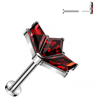 Piercing nez nostril Titane à éventail de zirconiums rouges (push-in)
