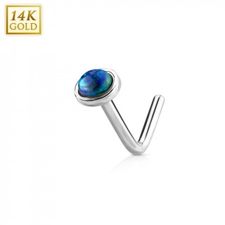 Piercing nez or blanc 14 carats  Opale nuance - tige "L"