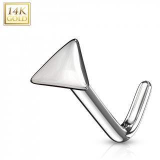 Piercing nez or blanc 14 carats tige L  embout triangulaire