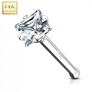 Piercing nez or blanc 14 carats  zirconium clair