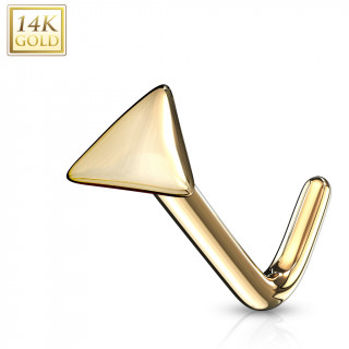 Piercing nez or jaune 14 carats tige L  embout triangulaire