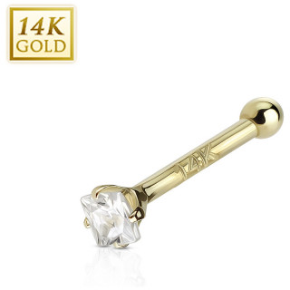 Piercing nez or jaune 14 carats  zirconium clair