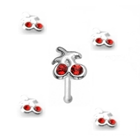 piercing nez paire de cerises en argent