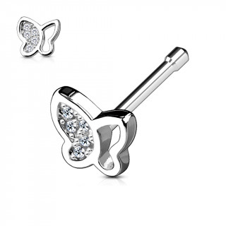 Piercing nez papillon aile strass clairs