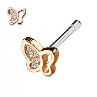 Piercing nez papillon cuivr  aile strass