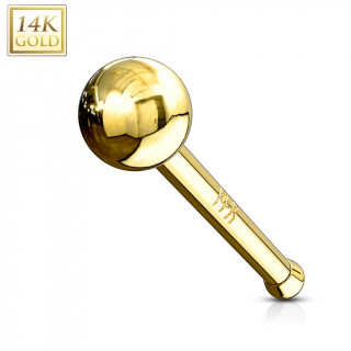 Piercing nez stud boule en or jaune 14 carats