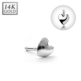 Piercing nez stud  coeur en or blanc 14 carats