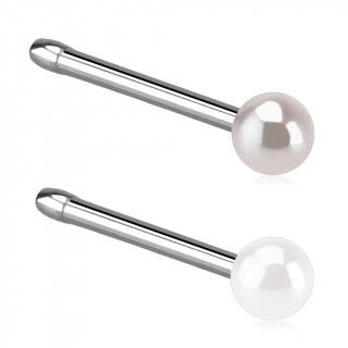 Piercing nez stud droit en acier avec perle