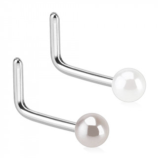 Piercing nez stud en "L" en acier avec perle