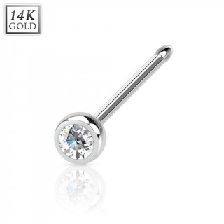 Piercing nez stud en or blanc 14 carats avec demi-sphre sertie