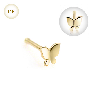 piercing nez stud papillon or 14 carats