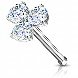 Piercing nez stud à trois pétales - Clair