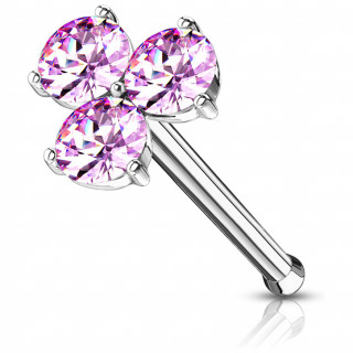 Piercing nez stud  trois ptales - Rose