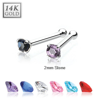 Piercing nez stud  zirconium facett en or blanc 14 carats