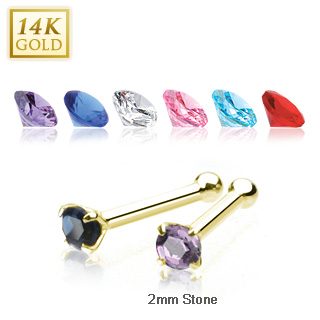 Piercing nez stud  zirconium facett en or jaune 14 carats