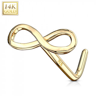 Piercing de nez  symbole "infinie" en or jaune 14 carats  tige en "L"