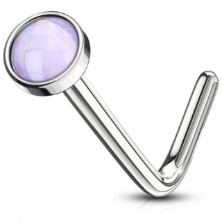 Piercing nez tige L  embout serti epoxy - Pourpre