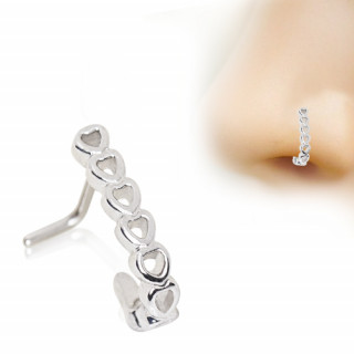 Piercing nez tige "L"  enfilade de coeurs