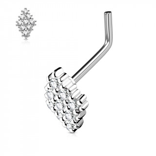 Piercing nez tige "L" à losange de strass