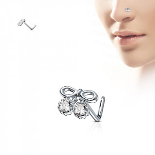 Piercing nez tige "L" à ruban de fête serti