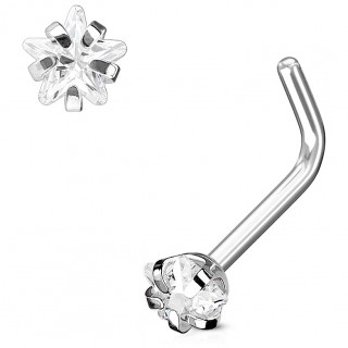 Piercing nez tige "L"  strass toil couvert de 5 griffes