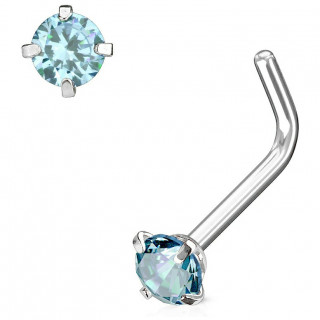 Piercing nez tige "L"  strass griff aqua