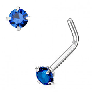 Piercing nez tige "L"  strass griff bleu