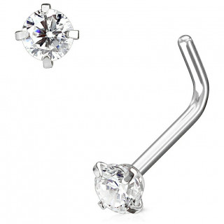 Piercing nez tige "L"  strass griff clair